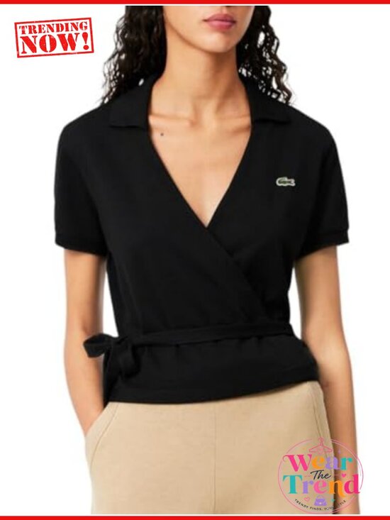 Tops - Crossover Stretch Pique Polo Shirt Slim Fit Short Sleeve Collared Neck